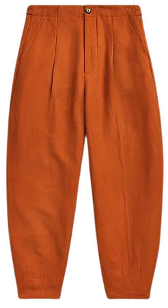 Silk-Blend Curved Tapered Pant
