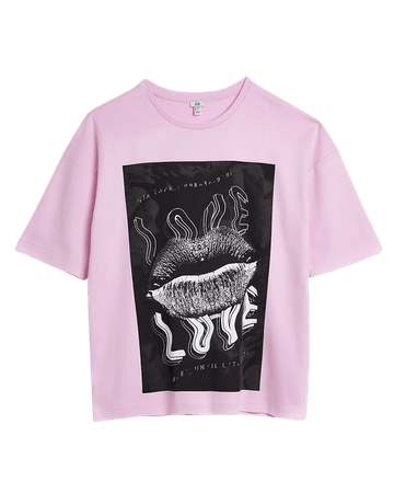 Pink graphic print oversized t-shirt | River Island