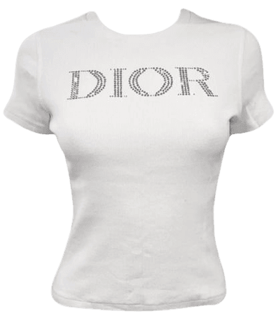 *clipped by @luci-her* White Dior Rhinestone Top