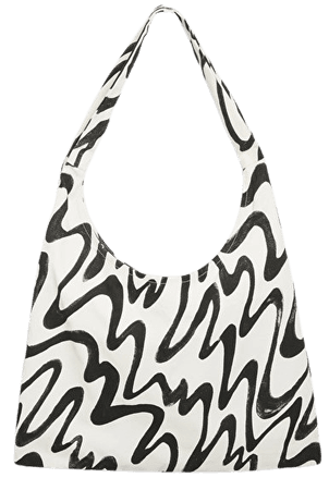 Banana tote bag with zigzag print - White with black zigzag - Monki WW