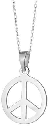 925 Sterling Silver Peace Sign Pendant with 18" Chain - Walmart.com