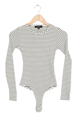 White Striped Bodysuit - Striped Bodysuit - Black and White Top - Lulus