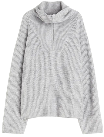 Oversized Half-zip Sweater - Light gray - Ladies | H&M US