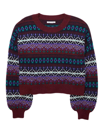 AE Cropped Fairisle Crew Neck Sweater purple