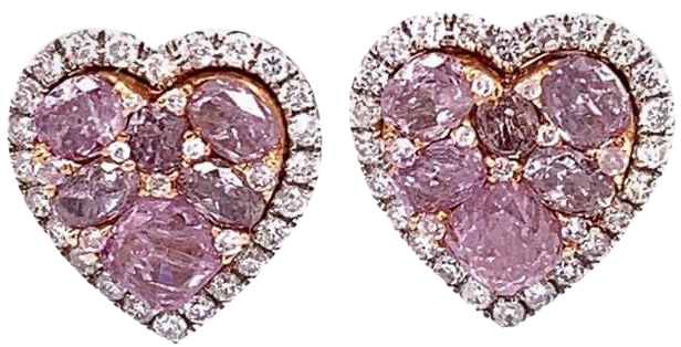 diamond earrings pink hearts