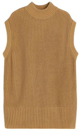 Rib-knit Sweater Vest - Dark beige - Ladies | H&M US