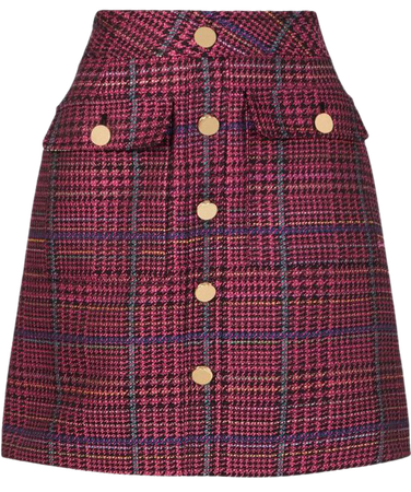 Check Jacquard Button A Line Skirt | Karen Millen