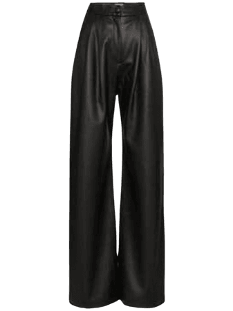 black leather wide leg pants