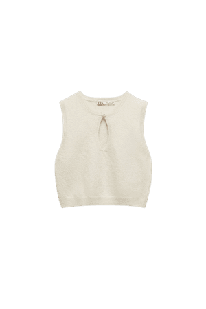 KNIT TOP WITH OPENING - Ecru | ZARA United States