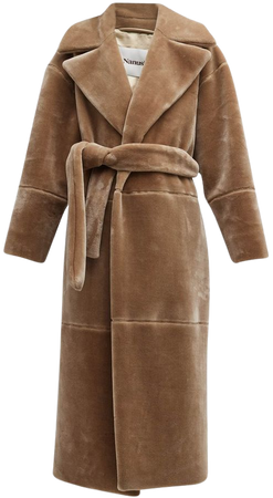 Nanushka Carian Long Faux Fur Coat w/ Belt | Neiman Marcus