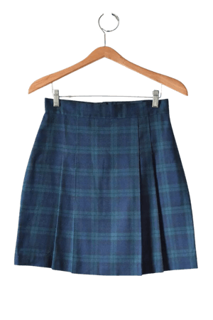 Vintage 90s Dark Green & Blue Plaid Mini Skirt | Urban Outfitters