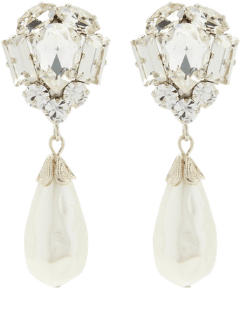 Pearl, Crystal Silver-Tone Earrings By Alessandra Rich | Moda Operandi