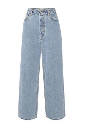 Light denim + NET SUSTAIN high-rise wide-leg jeans | GANNI | NET-A-PORTER