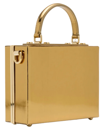 Dolce & Gabbana Mirrored Box Leather Top-Handle Bag Oro Chiaro