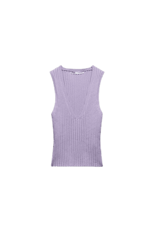 RIBBED KNIT TOP - Lilac | ZARA United States