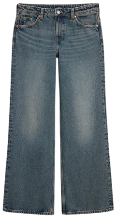 Imoo low waist jeans - Dusty blue - Monki WW