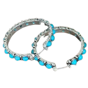Vintage Country Couture Jewelry | Turquoise Hoop Earrings | Poshmark