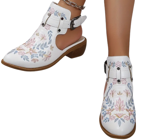 white ankle half boots