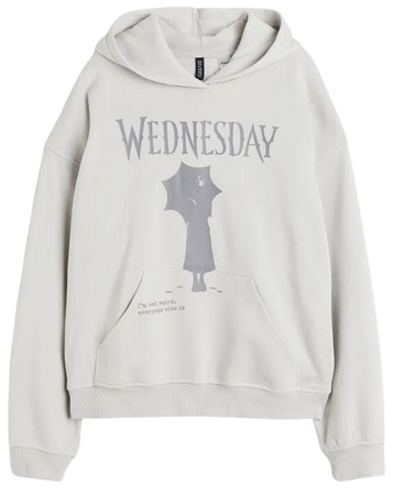 Oversized Hoodie with Motif - Light gray/Wednesday - Ladies | H&M US