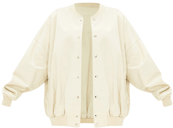 Beige Soft Touch Twill Extreme Oversized Bomber | PrettyLittleThing USA