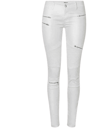 SupSindy Women PU leather pants fashion White Leggings wild Slim pencil pants zipper motorcycle leather pants
