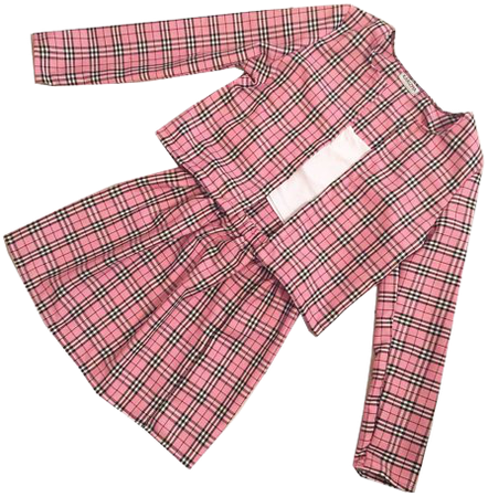 Pink Cher Tartan Plaid Two Piece Set Clueless Outfit Cher Clueless Womens Fashion Clothes Check Skater High Waist Skirt Co-ord Twin Set