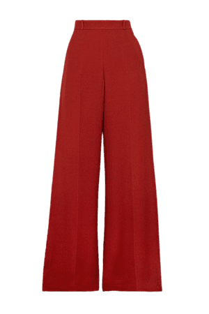 Crepe Wide-leg Pants - Red