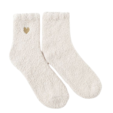 Winter Coral Velvet Crew Socks Thick Floor Cashmere Socks Embroidery Love Fluffy Fuzzy Socks White Online Shopping | Sockslovely