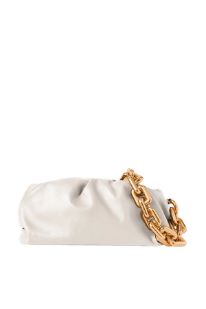 White The Chain Pouch gathered leather clutch | Bottega Veneta | NET-A-PORTER