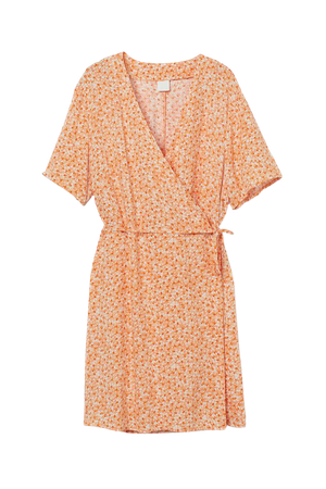 Wrap Dress - Light orange/floral - Ladies | H&M US