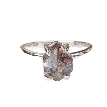Herkimer Diamond Ring Natural Diamond Ring Black Diamond | Etsy