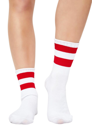 White Red Sporty Crew Socks | Dolls Kill