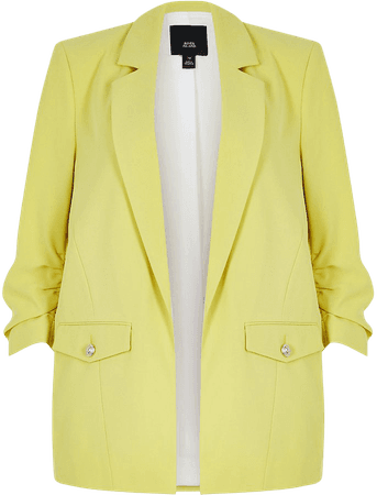Yellow front pocket detail blazer | River Island