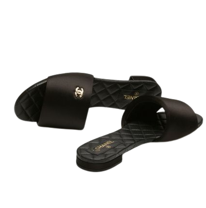 Chanel black slides sandals heels