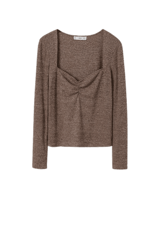 Long-sleeve t-shirt with ruffles - Women | Mango USA