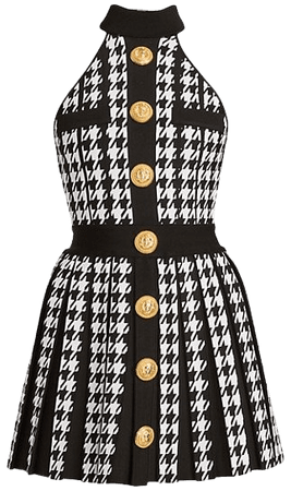Shop Balmain Sleeveless Houndstooth Minidress | Saks Fifth Avenue