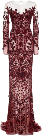 Zuhair Murad Guinevere Embellished Organza Column Gown