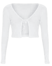 white cardigan tie front