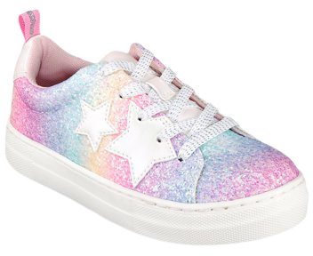 Wonder Nation Little & Big Girl Pastel Rainbow Star Casual Low-Top Court Sneaker - Walmart.com