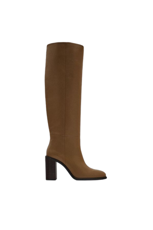 HEELED KNEE HIGH LEATHER BOOTS - Brown | ZARA United States