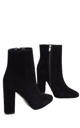Behati Black Faux Suede Ankle Boots | Jumpers | PrettyLittleThing USA