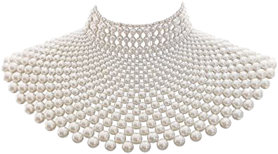 Amazon.com Fine Fashion Handmade Beaded Bib Egyptian Pearl Necklace Collar Women Dress Statement Choker Accessories