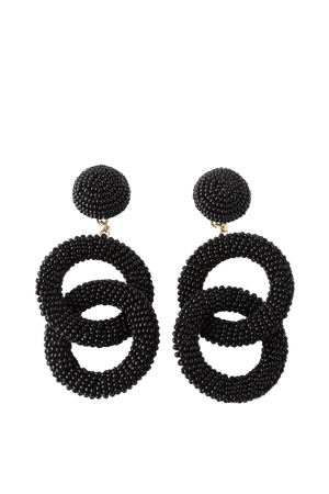Chic Black Earrings - Beaded Earrings - Beaded Statement Earrings