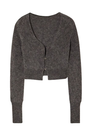 Dark gray Alzou cropped mohair-blend cardigan | Jacquemus | NET-A-PORTER