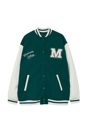 Color-block Baseball Jacket - Dark green/Minnesota College - Ladies | H&M US