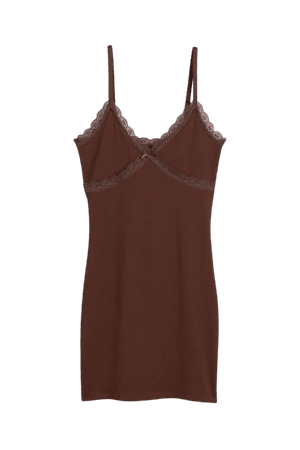 Ribbed Bodycon Dress - Brown - Ladies | H&M US