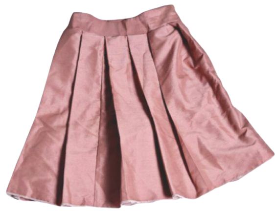 Pink Silk Pleated Mini Skirt