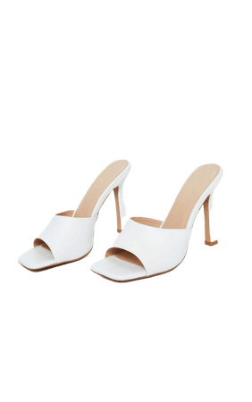 White Square Toe Mule High Heels | Shoes | PrettyLittleThing USA