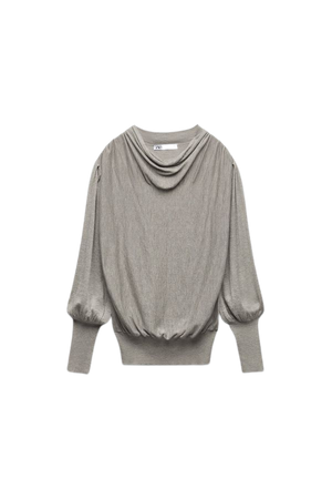 PLEATED SHOULDER FINE KNIT SWEATER - Taupe gray | ZARA United States
