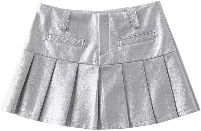 Silver Pleated Mini Skirt | BOOGZEL CLOTHING – Boogzel Clothing